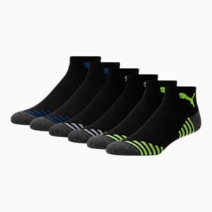 Half-Terry Quarter-Length Men's Socks [6 Pack], BLACK / GREEN